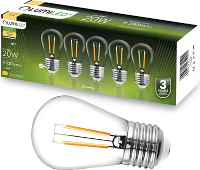 Produktbild von LUMILED LED Lampen E27 ST14 2W ersetzt (20W Glühlampe) 5 Stück Set 220lm 3000K warmweiß 230V Glühbirne Birne Leuchtmittel Energiesparlampe