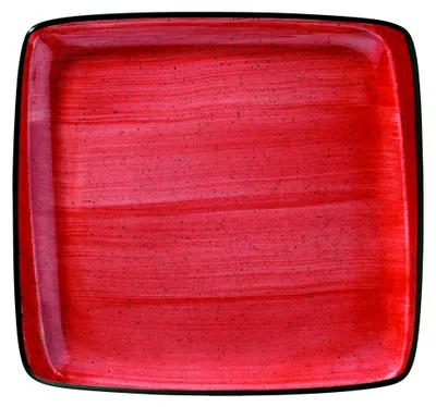 Produktbild von 2x Aura Passion Moove rechteckige Servierplatten 32x30cm 2,5cm hoch Rot Creme Porzellan
