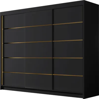 Produktbild von MIRJAN24 Schiebetürenschrank Amber VII, Kleiderschrank mit Kleiderstange, mit drei Schwebetüren, Garderobe (Farbe: Schwarz)