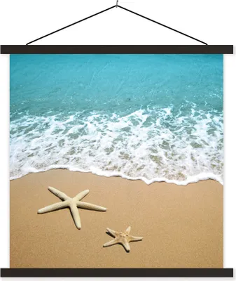 Produktbild von MuchoWow® Textilposter Meer - Strand - Seestern 60x60 cm mit schwarzem Rahmen - Posteraufhänger