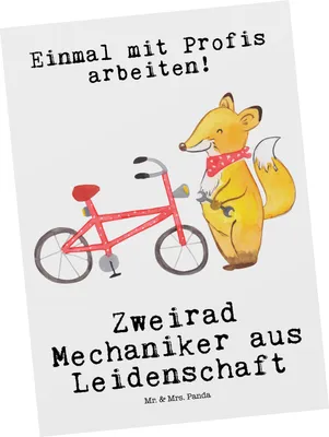 Produktbild von Mr. & Mrs. Panda Postkarte Zweirad Mechaniker Leidenschaft - Weiß - Geschenk, Grußkarte, Postkarten, Fotokarte, Ansichtskarte, Ansichtskarten