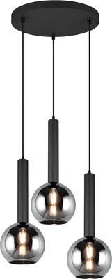 Produktbild von lightling Layton Pendelleuchte, 3-flammig, Ø 45 cm, schwarz matt, Metall, ohne Leuchtmittel, E27, max: 28W