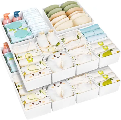 Produktbild von Schubladeneinsatz & -organizer Homsorout Schubladen-Organizer, Kleiderschrank, Organizer, faltbarer Unterwäsche-Organizer, 15er-Set, Stoff-Aufbewahrun