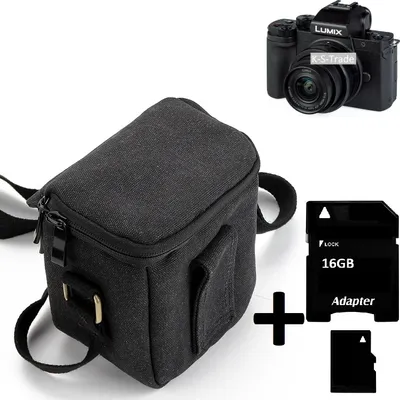 Produktbild von K-S-Trade Umhängetasche kompatibel mit Panasonic Lumix DC-G110 Schulter Tasche Tragetasche Kameratasche Fototasche + 16GB Speicherkarte schwarz