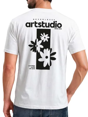 Produktbild von Herren T-Shirt Backprint - Design Artstudio Flowers - Baumwollshirt Männer Fashion Streetstyle Slim Fit Neverless®