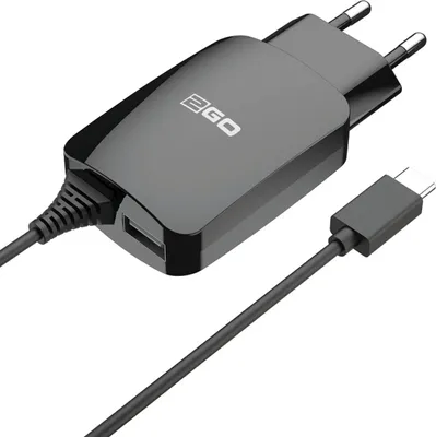 Zdjęcie produktu dla 2GO Ladegerät 12W USB-C + 1-Port 1x USB-A Kabel 1,4m schwarz