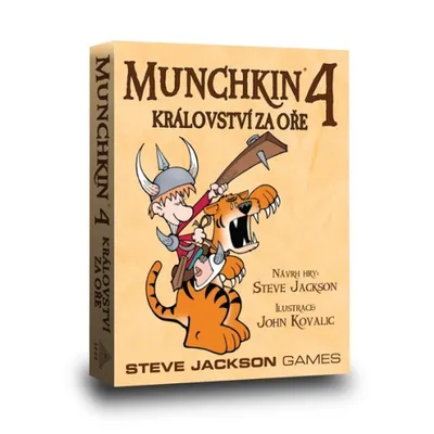 A box for the board game Munchkin 4, featuring cartoon artwork of a character riding a tiger.