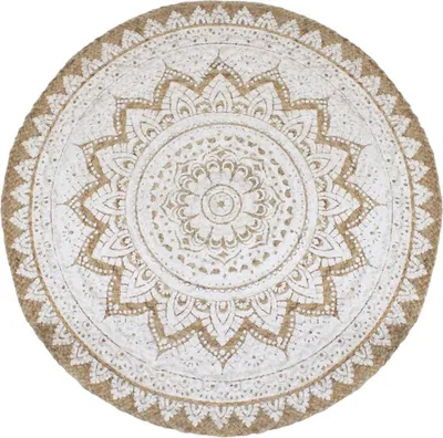 Image de vidaXL Tapis Jute Tressé Imprimé 180 cm Rond - Tapis - Tapis - Tapis de sol