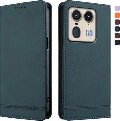 Image de Etui pour Motorola Edge 50 Ultra, étui rétro en cuirPolyuréthaneavec support et fentes pour cartes vertes