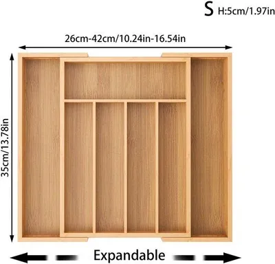 Produktbild von Japanische Küchenlade mit mehreren Fächern und ausfahrbarem Schubfach Geeignet für Messer und Gabeln, Geeignet für den Hausgebrauch als Küchenorganizer neben dem Bett (Größe S).