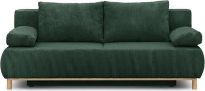 Image de Banquette Convertible 3 Places, Velours Côtelé Vert Forêt, Coffre de Rangement, 192 x 84 x 93 cm, Couchage 140 x 190 cm