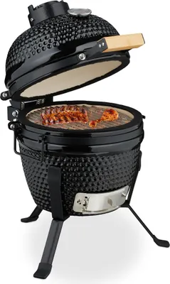 Obrázok produktu pre Relaxdays 4052025866976, Gril Kamado, Palivové drevo, Vonkajší, Egg, Hra Grid, Čierna