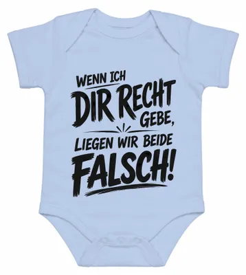 Productafbeelding van Als ik je gelijk geef, dan hebben we allebei ongelijk. Statement, sarcastisch. Babyromper, lichtblauw, maat 12/18
