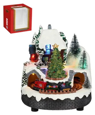 Produktbild von Luville Weihnachtsdorf mit beleuchtetem Weihnachtsbaum, fahrendem Zug, batteriebetrieben, 15x14x17,5 cm