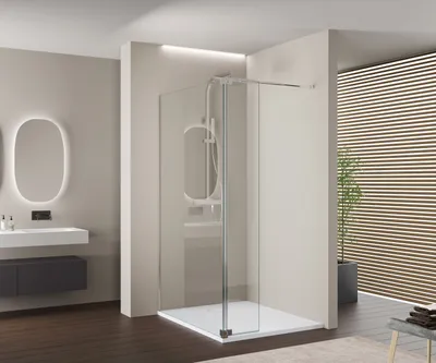 Produktbild von Duschabtrennung Walk-In-Dusche Nano NT109 - 8 mm - Echtglas mit Nano-Beschichtung - inkl. Spritzschutz, Breite Walk-In:800mm