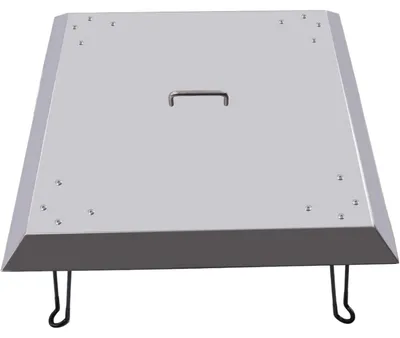 Produktbild von Deckel für Feuerschale - Klappbare Feuerstellen Abdeckung - 63,5 x 63,5 x 30,5 cm - Für Feuerkorb und Feuerplatte - Silber