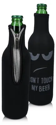 Produktbild von kwmobile 2x 330-500ml Flasche Flaschenkühler - für Bier andere Getränke - Neopren Kühler Don't touch my beer Weiß Schwarz