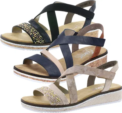 Produktbild von Rieker Schuhe Damen Keil Sandaletten Sandalen V3663, Größe:39 EU, Farbe:Blau