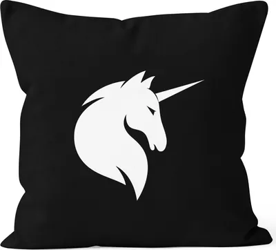 Produktbild von Kissenbezug Einhorn Unicorn Kissen-Hülle Deko-Kissen 40x40 Baumwolle MoonWorks® schwarz unisize