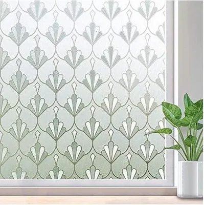 Produktbild von Elektrostatische Fensterfolie, Sichtschutzfolie, selbstklebend, wiederverwendbar, mattiert, blickdicht, mit Blumenmuster, für Büro, Zuhause, Badezimmer, Schlafzimmer, Küche, 40 x 200 cm