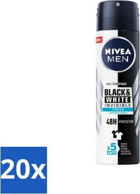 Produktbild von NIVEA Men Deodorant Spray Invisible für Black & White Fresh 150 ml - Vorteilspack - 20 Stücke