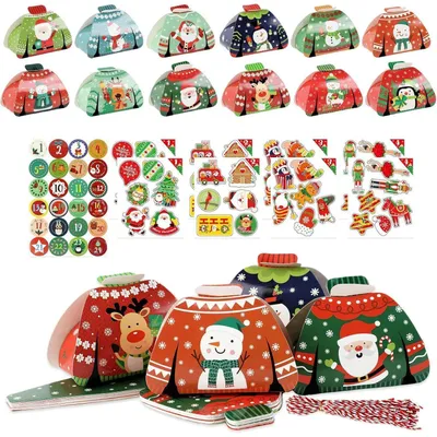 Productafbeelding van Adventskalender om zelf te vullen, met 24 papieren doosjes, cijferstickers en ophanglabels