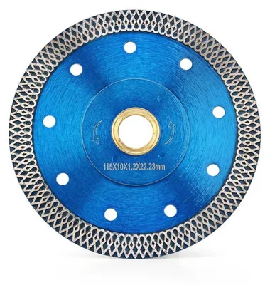 Immagine prodotto di Disco diamantato turbo da 115 mm per tagliare granito, marmo, cemento e piastrelle, adatto sia per tagli a secco che a umido, con una larghezza di taglio di 1,2 mm