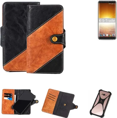 Produktbild von K-S-Trade Handyhülle Schutzhülle Bookstyle Case Wallet-Case kompatibel mit Energizer P600S Handy Cover Bumper Klapphülle schwarz hellbraun 1x