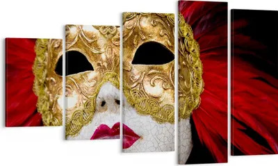 Produktbild von Bild auf Leinwand - Leinwandbild - Venezianische Maske Kostüm Spaß Feder - 100x60cm - Wand Bild - Wanddeko - Leinwanddruck - Bilder - Kunstdruck - Leinwand bilder - Wandkunst - EG100x60-0437