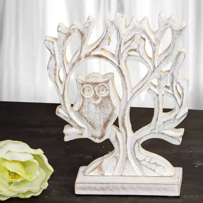 Produktbild von Skulptur, Baum mit Eule, weiß, groß