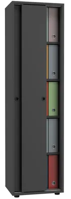 Immagine prodotto di Armadio da ufficio con 5 scomparti | mobile moderno con porte scorrevoli | Dimensioni ca. H. 168 x W. 49 x D. 38 cm – Ulas 5 scomparti