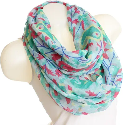 Produktbild von Glamexx24 Damen schal mit Mustermix im Blumendesign Ethno muster Langschal Loop Schlauchschal Tuch-Farbe: Blau grün rot
