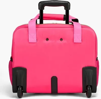 Produktbild von Laptoptasche mit Rollen, passend für 17,3 Zoll, 2 feste Rollen und Teleskopgriff, für Arbeit, Reisen, Büro, Damen, Rot