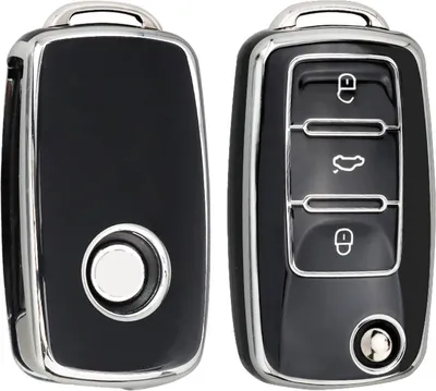 Image de Dutch Shield - Housse en TPU pour clés de voiture Volkswagen / Skoda / Seat / Cupra - Housse de protection pour clés Cover A3 Noir, Chrome