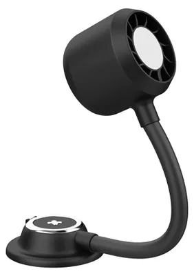 Produktbild von Tragbarer Mini-Ventilator mit magnetischer Smartphone-Halterung, Nachtlicht und Akku - Schwarz