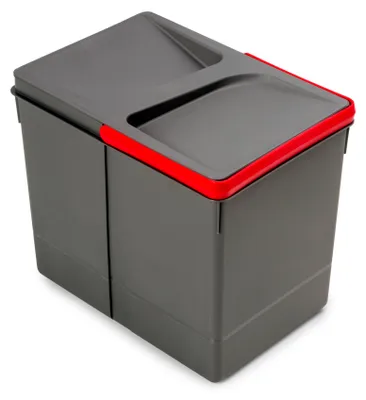 Zdjęcie produktu dla Emuca Pojemnik do recyklingu do szuflady kuchennej Recycle, wysokość 266 mm, 1x15 litrów, Plastik, Szary antracytowy