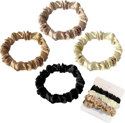 Produktbild von Satin Haargummi Scrunchies Set 4 Stück in 4 Farben