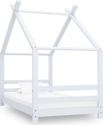 Zdjęcie produktu dla Łóżko Dziecięce Drewniane 80x160 Białe Rama Łóżka ze Stelażem do Pokoju