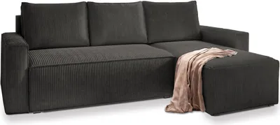 Produktbild von Masseno Ecksofa POTARO mit Schlaffunktion L-Form, Sofa mit Bettkasten, Wohnzimmersofa, Couch, Soffa, Bettsofa, Couchgarnitur- Graphitfarben, POSO 34