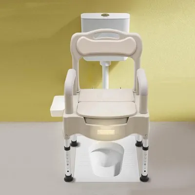 Image de Siège de toilette portable, réglable en hauteur de 41,5 à 54 cm, en aluminium, pour personnes âgées et personnes à mobilité réduite