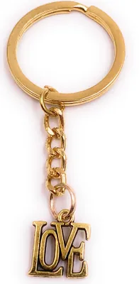 Produktbild von Onwomania Schlüsselanhänger Love Schrift Buchstaben golden Metall Anhänger Charm