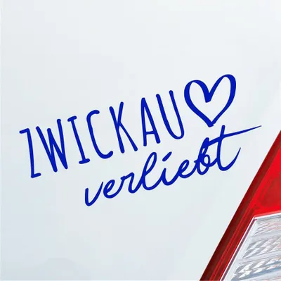 Produktbild von Auto Aufkleber Zwickau verliebt Herz Stadt Heimat Liebe Car 19x8 cm Dunkelblau Sticker Heckscheibenaufkleber