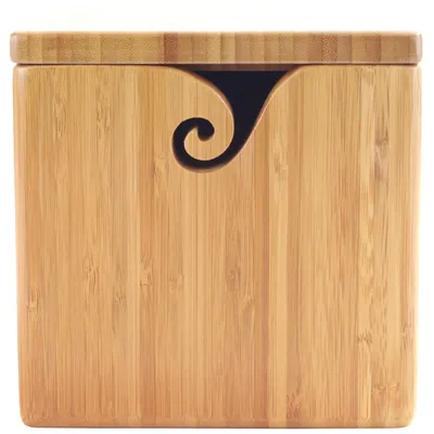 Garn-Aufbewahrungsbox mit Deckel, Bambus, braun, 15,24 cm
