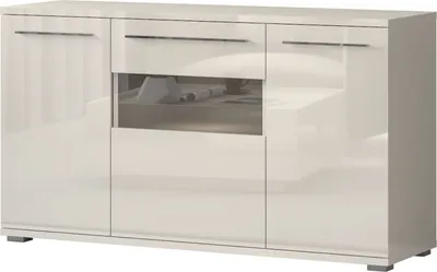 Produktbild von Kommode Garim 3, Farbe: Beige Hochglanz - 85 x 150 x 45 cm (H x B x T)