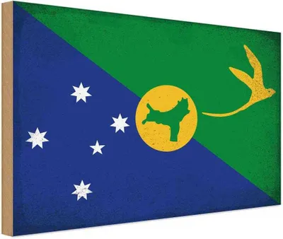 Image de vianmo Panneau en bois 30x40 cm Drapeau Weihnachtsinsel Flag