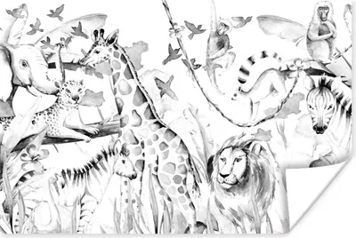 Produktbild von MuchoWow® Poster Aquarelle - Tiere - Pflanzen - Pastell - Jungen - Mädchen - Kinder - Kinder 60x40 cm - Schlafzimmerdekoration