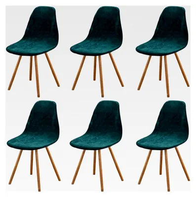Produktbild von Stuhlhussen 6er Set, Stretch Samt Stuhlhussen in Skandinavisch Grün, Abnehmbare Universal Stuhlbezüge, Waschbare Stuhlabdeckung für das Esszimmer