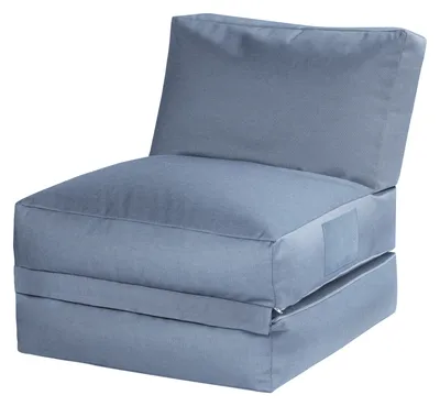 Produktbild von Magma Twist Outside Twist I Sitzsack, Blau, für Außenbereich, 90x70x80 cm (als Liege 180x70x60 cm), wandelbar Sessel & Liege, schmutz-, wasser-, farb- & lichtbeständig, extrem robust, Polyacryl/Polyester mit Polystyrolkügelchen, optimale Körperanpassung, gute Öko-Bilanz Polyacryl-Faser