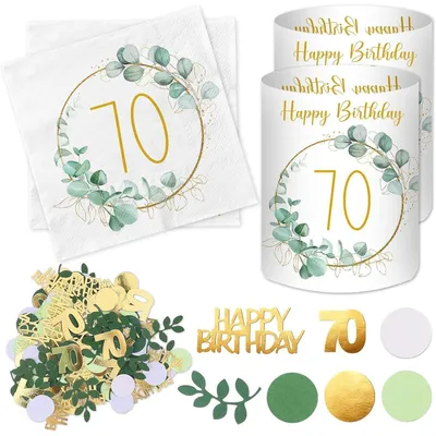 Productafbeelding van Servetten, windlicht, confetti, tafeldecoratie, 70e verjaardag, groen