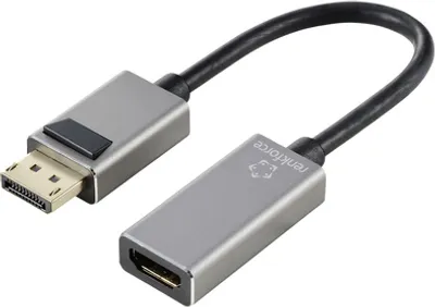 Produktbild von Renkforce RF-5246622 DisplayPort / HDMI Adapter [1x DisplayPort Stecker - 1x HDMI-Buchse] Schwarz 8K UHD, Aluminium-Ste
